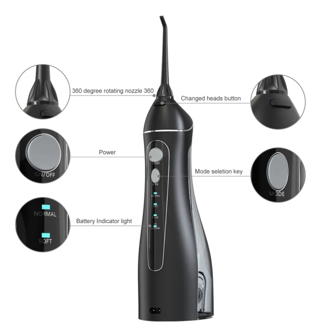 360degree Rotating Teeth Cleaning Jet Floss Zahnseide Portable Dental Waterproof Oral Care USB Rechargeable Water Flosser Oral Irrigator