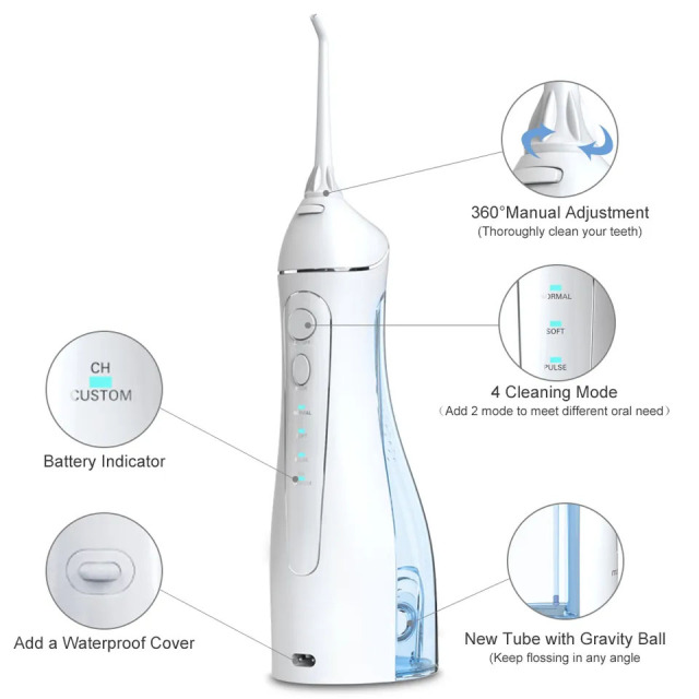 360degree Rotating Teeth Cleaning Jet Floss Zahnseide Portable Dental Waterproof Oral Care USB Rechargeable Water Flosser Oral Irrigator