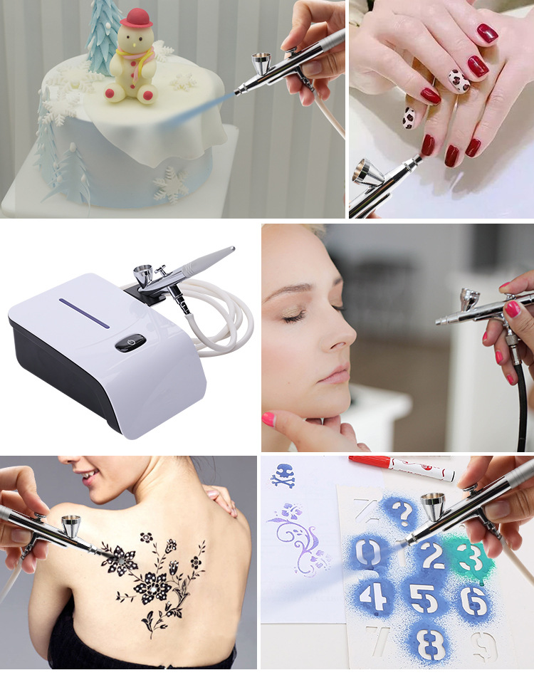 Portable Airbrush Makeup System Kit Air Compressor Cosmetic Airbrush Makeup Set for Nail Body Art