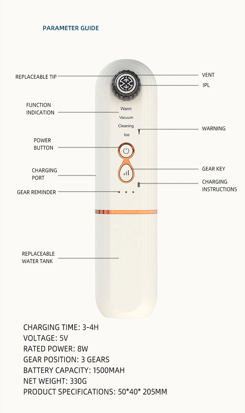 Smart Aqua Peeling Device with Warm Cold, Pore Cleaning Machine with Gravity Sensor Vacuum HydraPeel