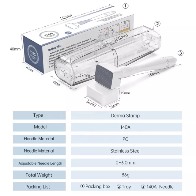 Factory Price Micro Needles Anti Wrinkle Hair Loss Scar Stretch Mark Non Adjustable and Adjustable 140pin Derma Stamp