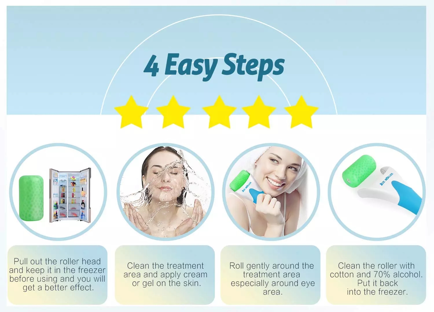 Cooling Skin Care Eye Stainless Steel Small Stick Mini Facial Massager Face Ice Roller