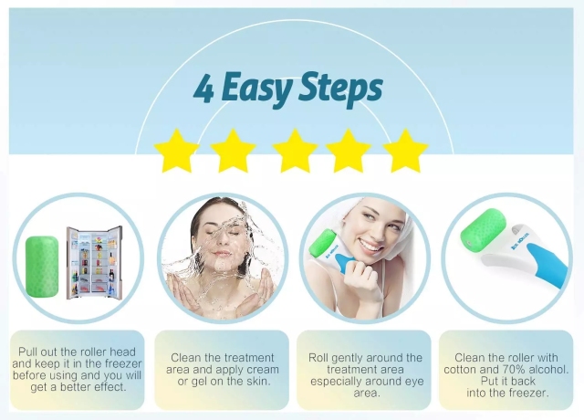 Cooling Skin Care Eye Stainless Steel Small Stick Mini Facial Massager Face Ice Roller