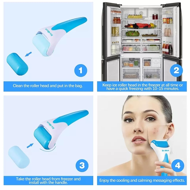 Cooling Skin Care Eye Stainless Steel Small Stick Mini Facial Massager Face Ice Roller