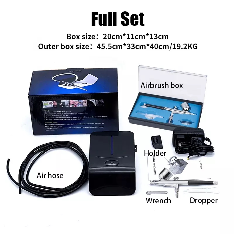 Hot Sale Silent Multi-Purpose Air Brush Machine Compressor Set Kits Nail Tattoo Cake Makeup Airbrush Nano Mist Sprayer Oxygen Injector