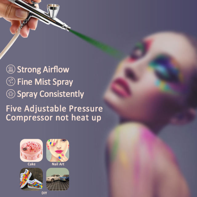 Hot Sale Silent Multi-Purpose Air Brush Machine Compressor Set Kits Nail Tattoo Cake Makeup Airbrush Nano Mist Sprayer Oxygen Injector