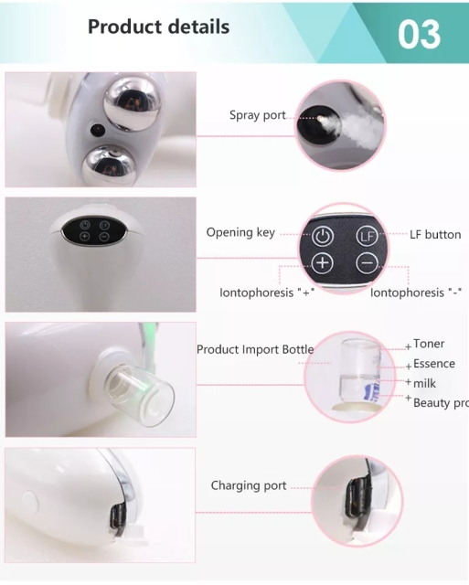 Multifunctional Handheld Oxygen Injector Beauty Spray Device Nano Mist Sprayer Oxygen Injector for Skin Lifting Massage