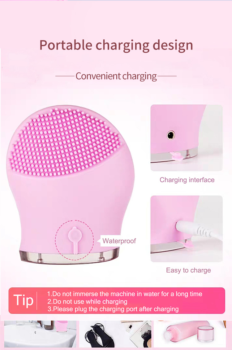 Deeply Skin Pore Cleaning Waterproof USB Rechargeable Beauty Silicone Facial Cleansing Brush
