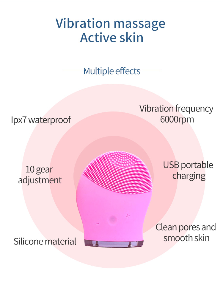 Deeply Skin Pore Cleaning Waterproof USB Rechargeable Beauty Silicone Facial Cleansing Brush