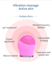 Deeply Skin Pore Cleaning Waterproof USB Rechargeable Beauty Silicone Facial Cleansing Brush