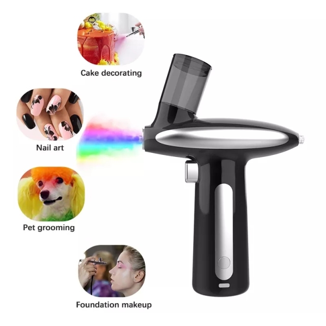Beauty Salon LED Nano Mist Sprayer Hair Scalp Mini Air Brush Spray Gun Cordless Portable Airbrush for Barbering Pet Grooming Oxygen Injector