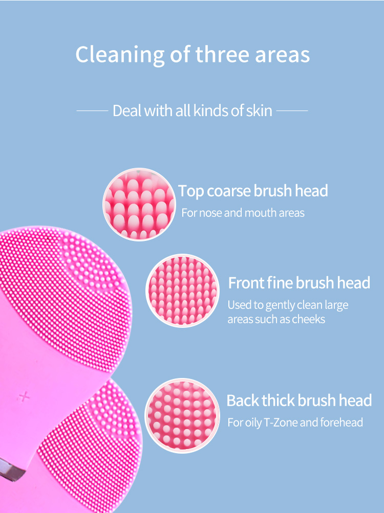 Deeply Skin Pore Cleaning Waterproof USB Rechargeable Beauty Silicone Facial Cleansing Brush