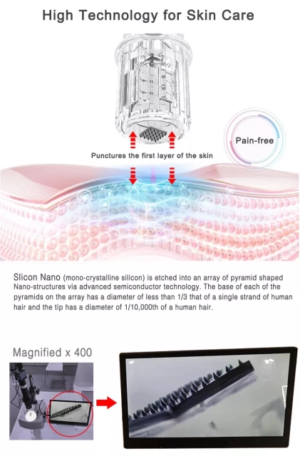 Monocrystal Silicon Derma Nano Pen Meso Microneedle for Wrinkle Removal