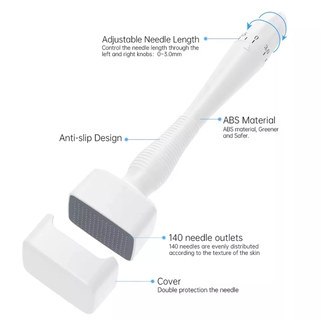 Manual Operation 0-3.0mm 140Pin Adjustable Derma Stamp Pen for Scale Hair Treatment