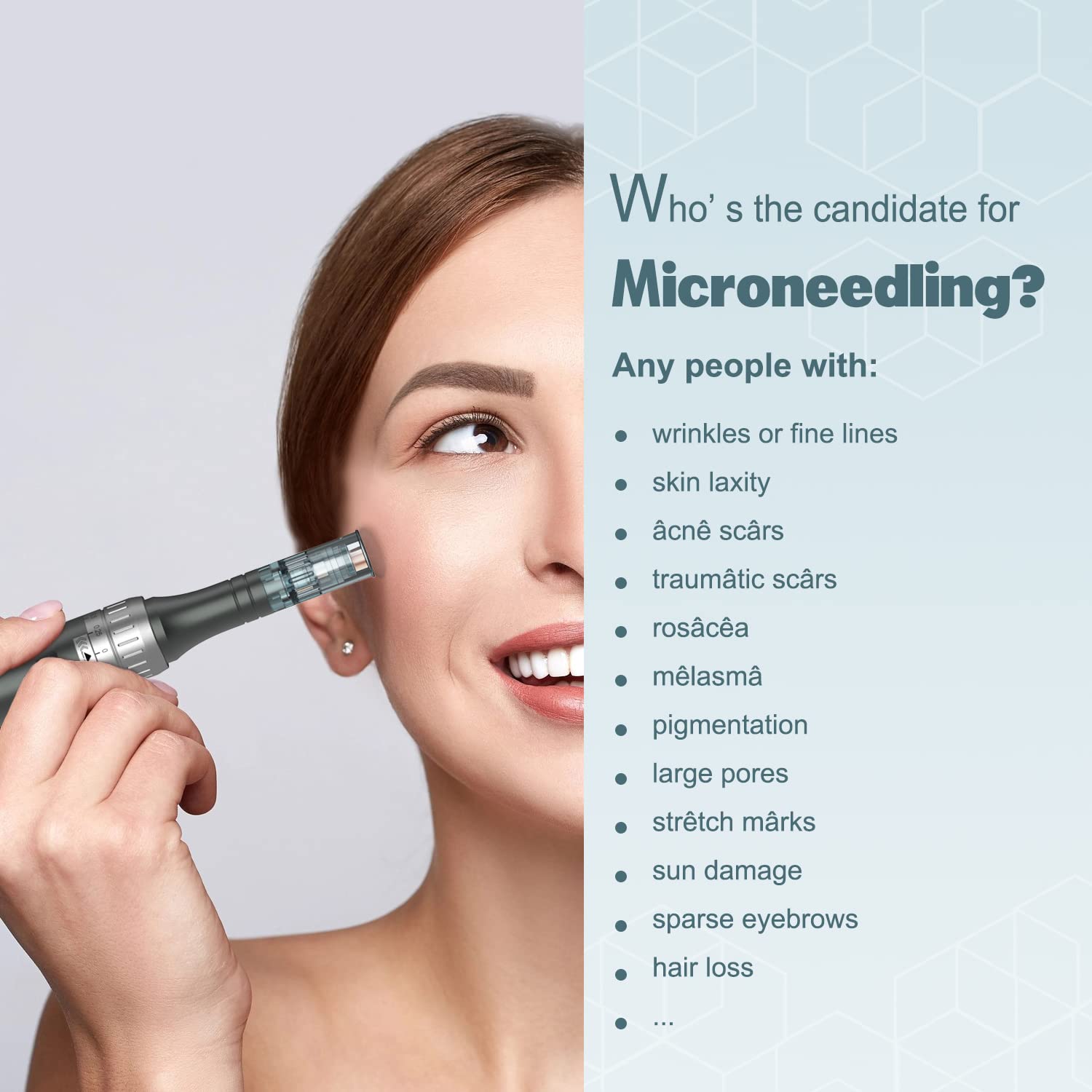 Derma Pen Skin Microneedling 16Pin Pen with 6 Level Microneedles DermaPen - GloPen E6