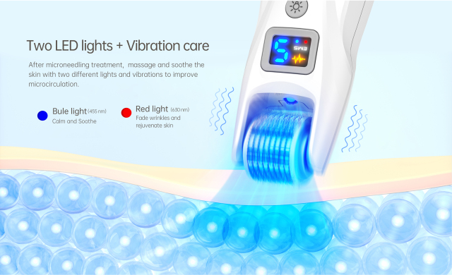 EMS Microcurrent Microneedling Replaceable Head Lifting Beauty Massage Anti Wrinkle Aging LED 540pin Derma Roller