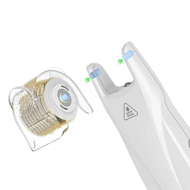 EMS Microcurrent Microneedling Replaceable Head Lifting Beauty Massage Anti Wrinkle Aging LED 540pin Derma Roller