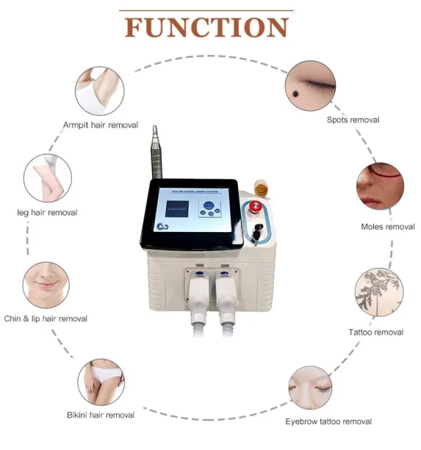Painless Picosecond Laser 2 in 1 Diode Hair Removal Machine Tattoo Removal Machine