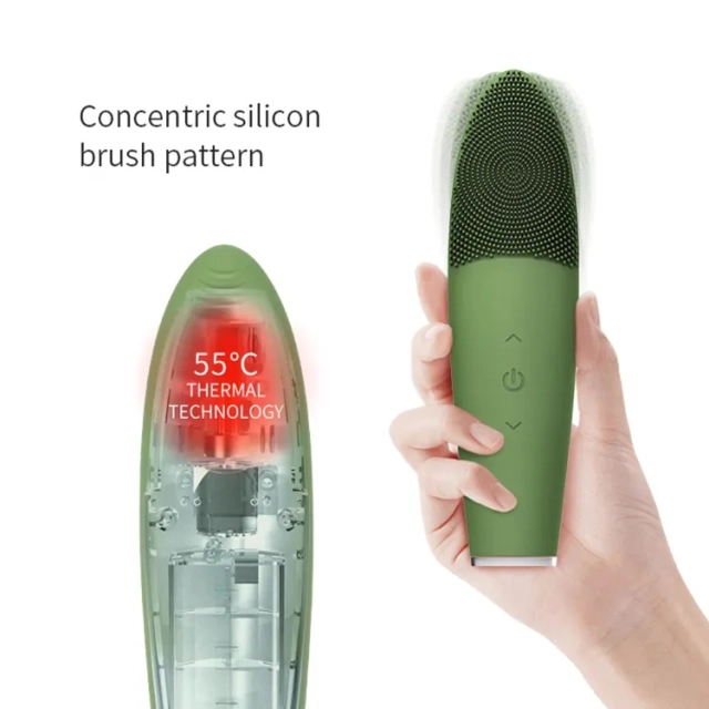 Blackhead Pore Cleansing Brush Heating Feature Deep Massage Silicone Facial Cleaning Brush