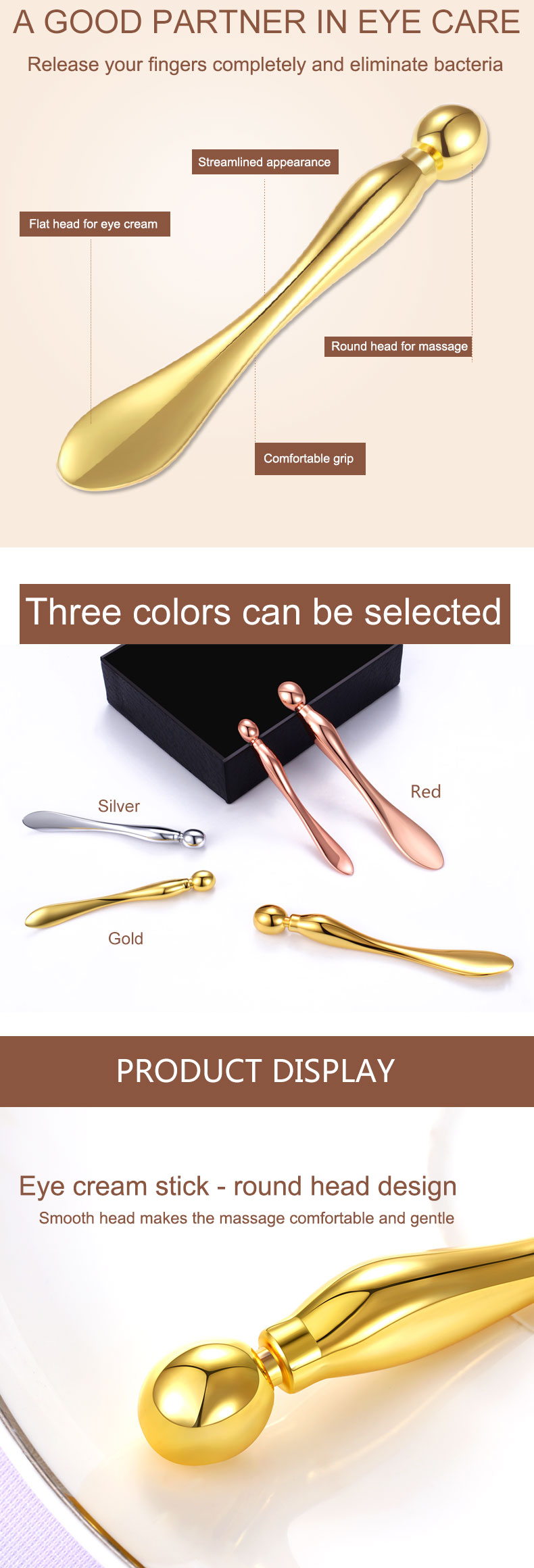 Wholesale Cheap Metal Eye Massage 360 Roller Tool Eye Care Relax Massager Stick Ice Roller