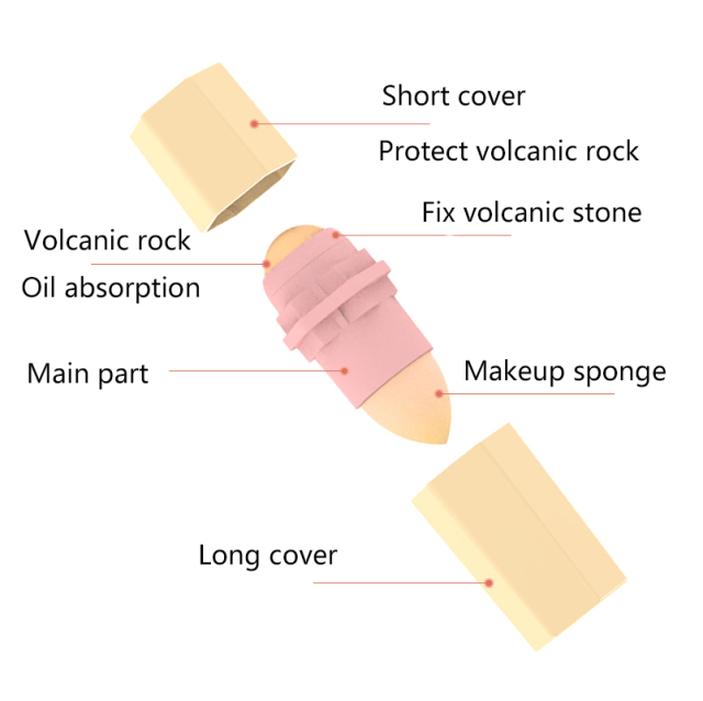 2 in 1 Makeup Sponge Volcanic Stone Bead Set Oil Absorbing Volcano Roller