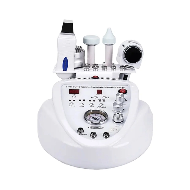 5 in 1 Ultrasonic RF LED Microcurrent Skin Scrubber Peel Skin Cleansing Carving Head Diamond Microdermabrasion Machine
