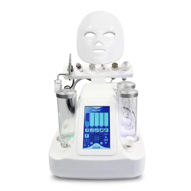 7 in 1 RF Oxygen Injector Facial Microcurrent LED Mask Deep Cleaning Small Bubble Machine Skin Care Hydra Dermabrasion Machine