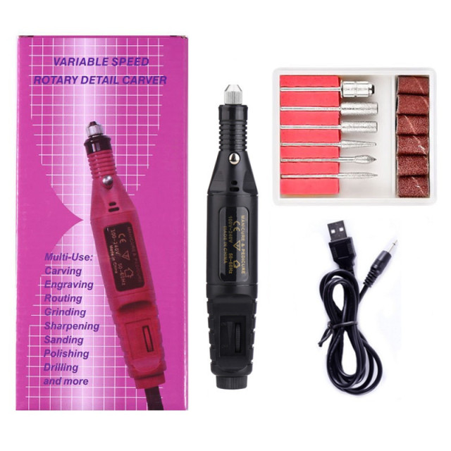 Beauty Care High Speed Nail Manicure Drill Pen 6 Bit Nail Equipment Electric Nail Drill Machine