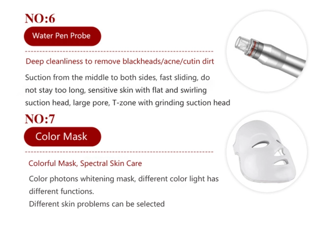 7 in 1 RF Oxygen Injector Facial Microcurrent LED Mask Deep Cleaning Small Bubble Machine Skin Care Hydra Dermabrasion Machine