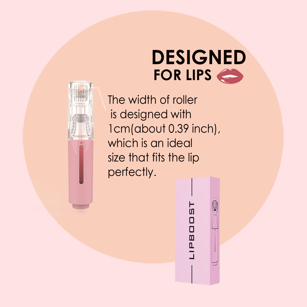 LIPBOOST Pink  Lip Plumber Derma Roller Microneedling Micro Infusion Serum Delivery Lip Care Device 105 Needles