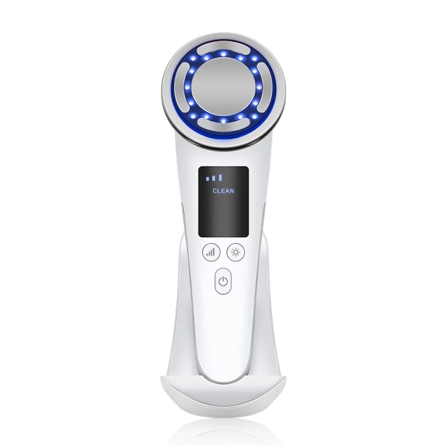 EMS Facial Rejuvenation Pulse Massage Hot Cold EMS Face Neck Lifting Skin Tightening Warm Clean Red Light LED Massager