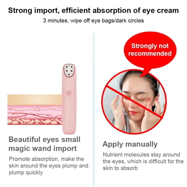 Heat Compression Radio Frequency EMS Wand Electric Eye Care Vibration Pen LED Massage Eye Magic Wand