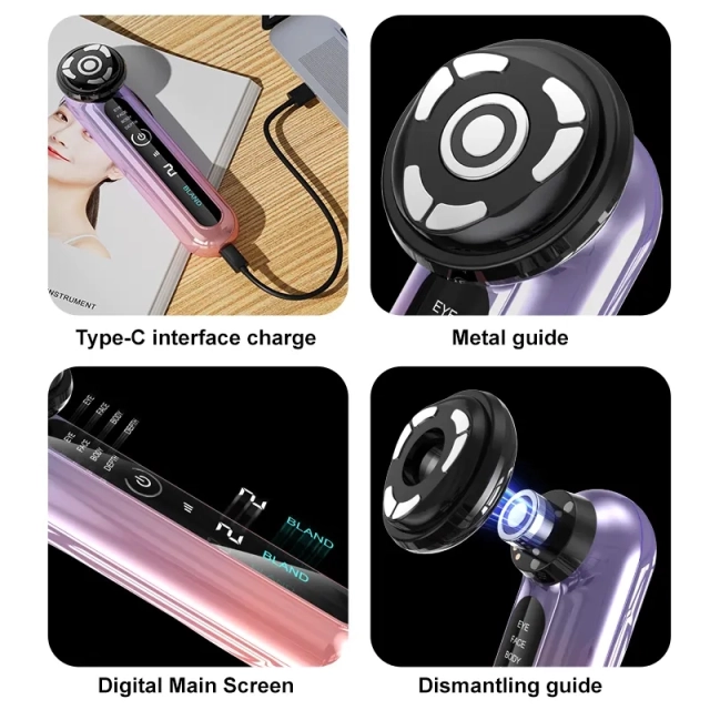 EMS RF LED Beauty Handheld Massage Tightening Anti Aging Wrinkle Two Head Facial Massager