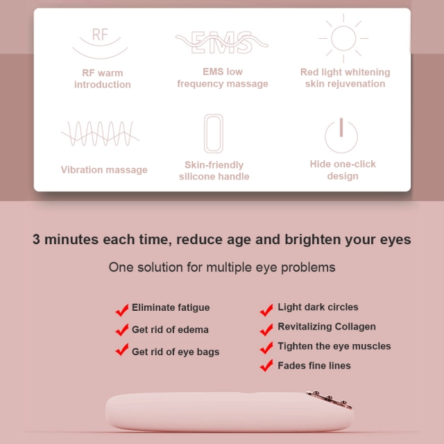 Heat Compression Radio Frequency EMS Wand Electric Eye Care Vibration Pen LED Massage Eye Magic Wand
