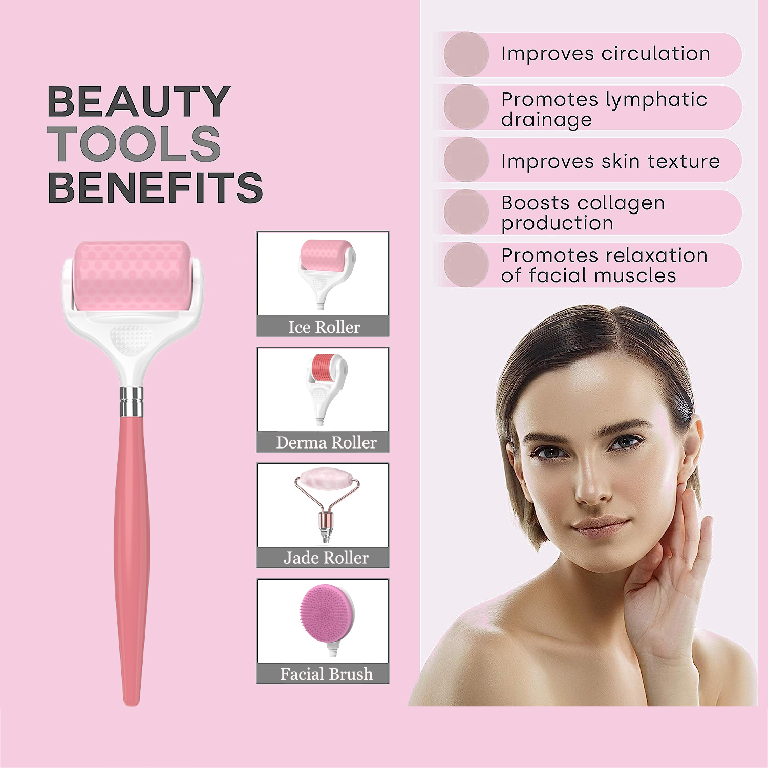 H40 Custom Jade Roller Derma Roller Ice Roller Facial Brush Skin Care Kit Dermaltools Beauty Gift Set