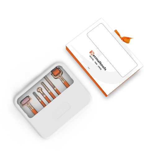 H60 Multifunctional All in 1 Beauty Tool Kit 540 Derma Roller Ice Roller Small Eye Roller Scream Spoon Tweezer White Pink Jade Roller