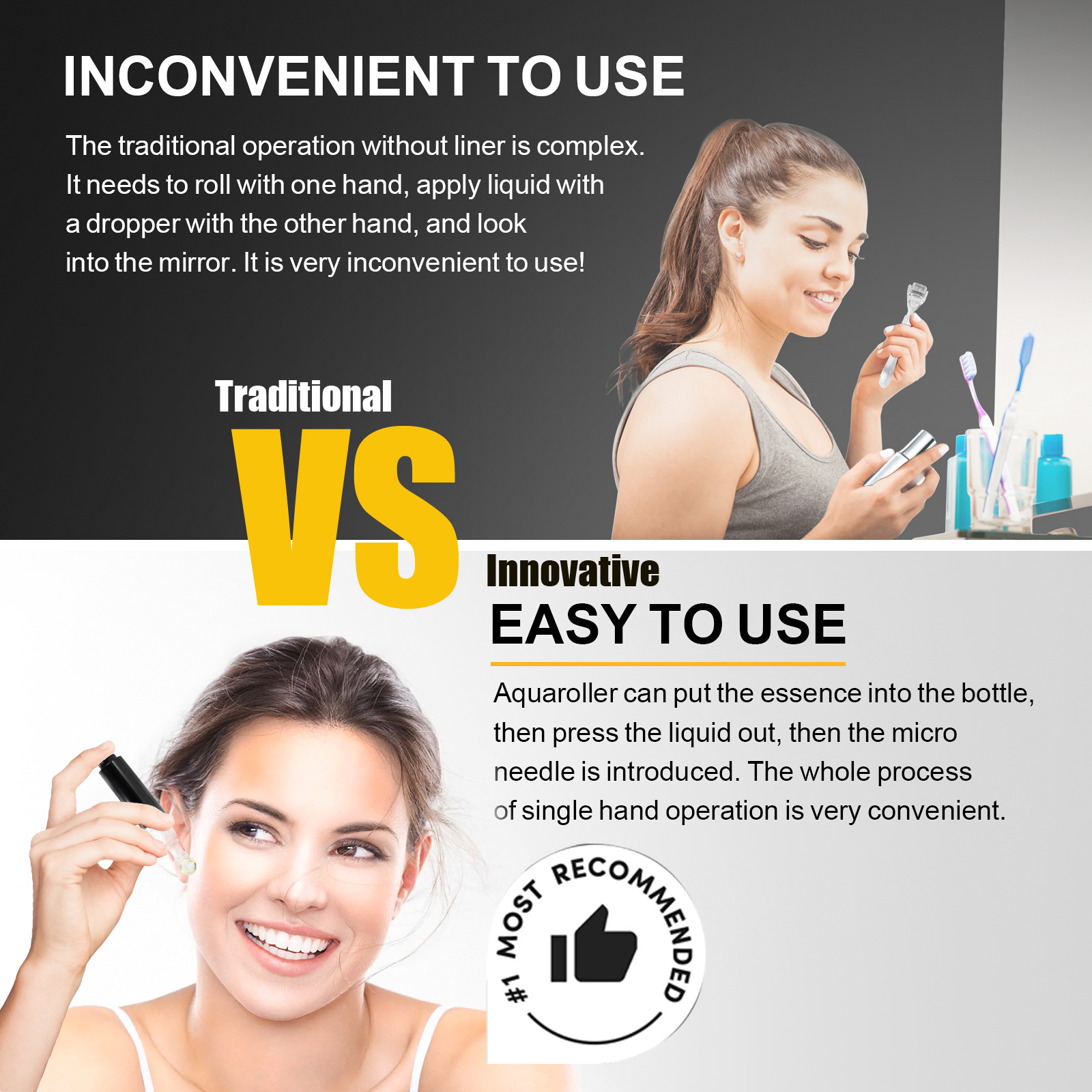 AR105 AQUA ROLLER MICRONEEDLING TOOLS FOR SKIN HAIR SCALP EYEBROW DERMA ROLLER