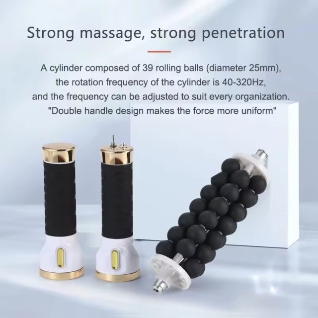 Electric Ball Roller Motorized Body Massage Fascia Muscle Cellulite Roller Wand for Neck Leg Back Roller Deep Tissue Massager Stick Handle