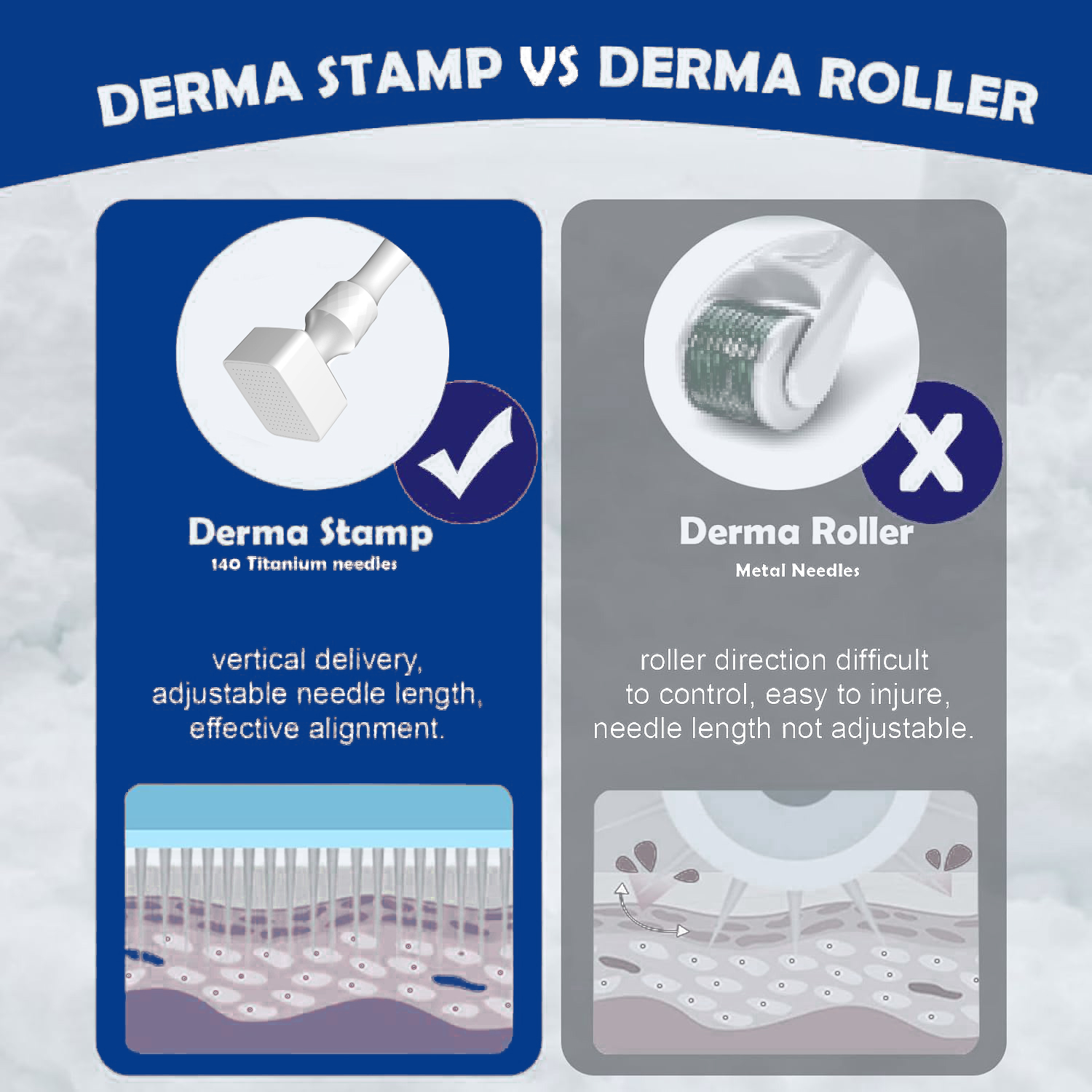 Adjustable Pink Derma Stamp Pen with 140 Needles Microneedling Pen for Anti-Aging Scalp Hair Loss Stamper