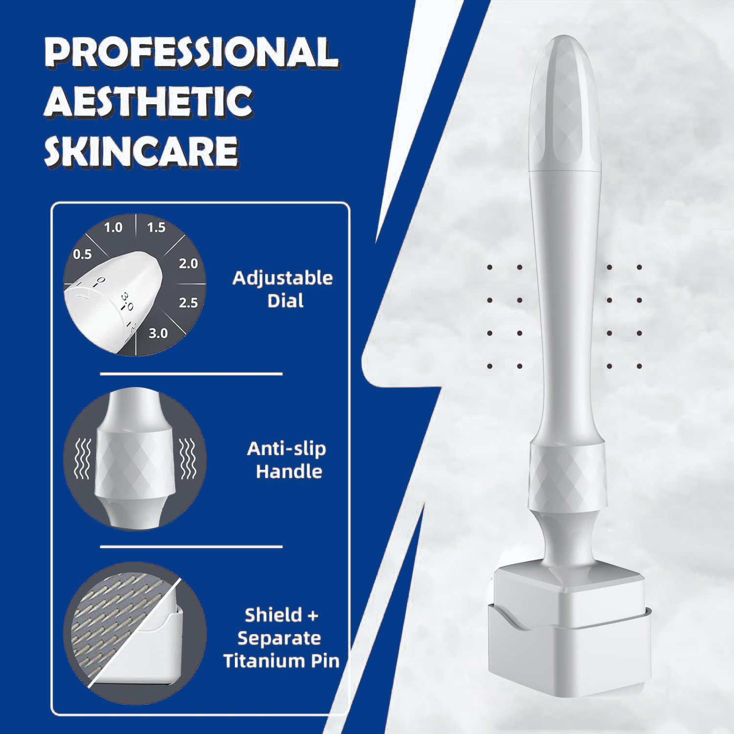 Adjustable Pink Derma Stamp Pen with 140 Needles Microneedling Pen for Anti-Aging Scalp Hair Loss Stamper