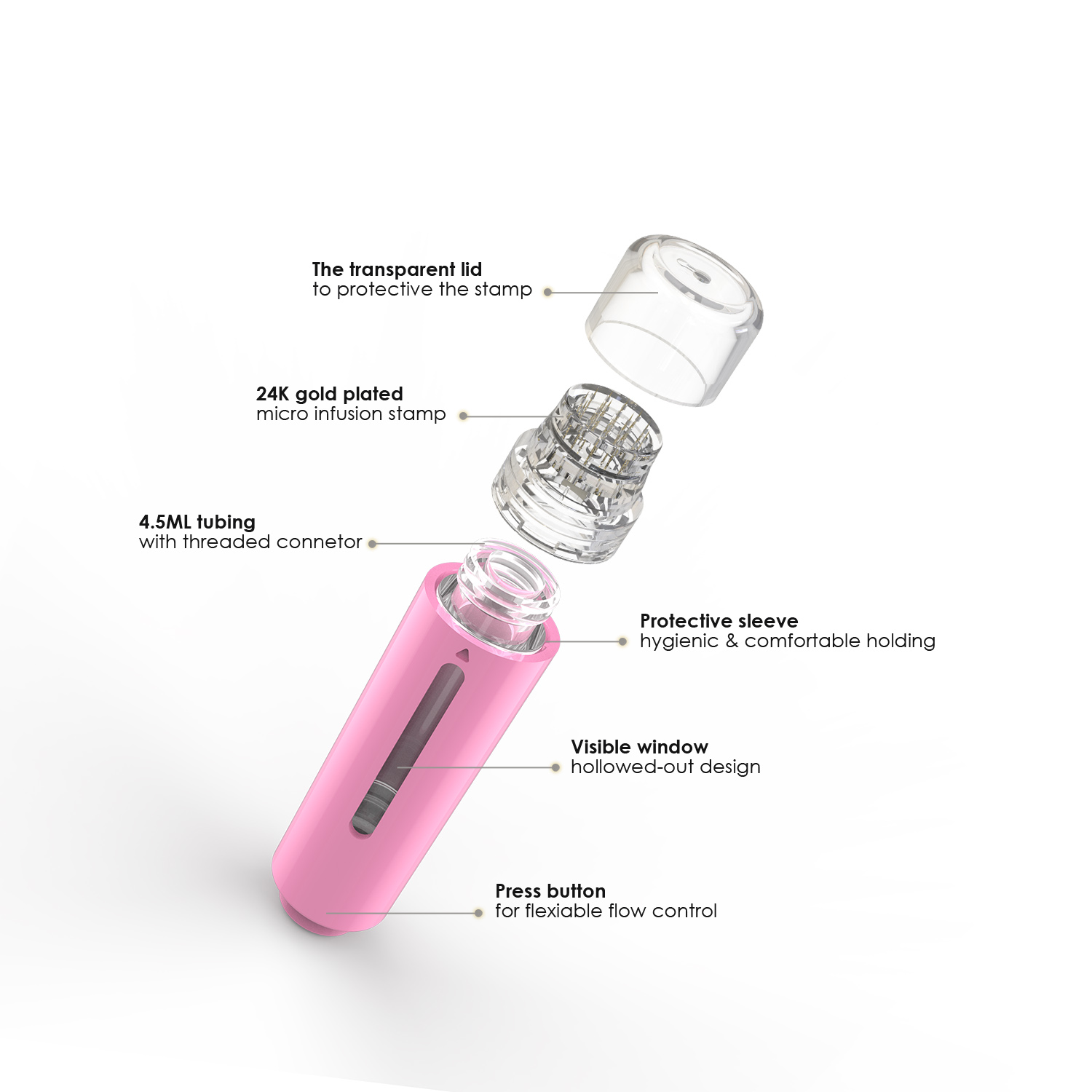 AS20L Derma Stamp Microneedle Aqua Stamp for Skin Care Face Lips Hair Scalp Microneedling Serum Applicator Micro Infusion Derma Pen