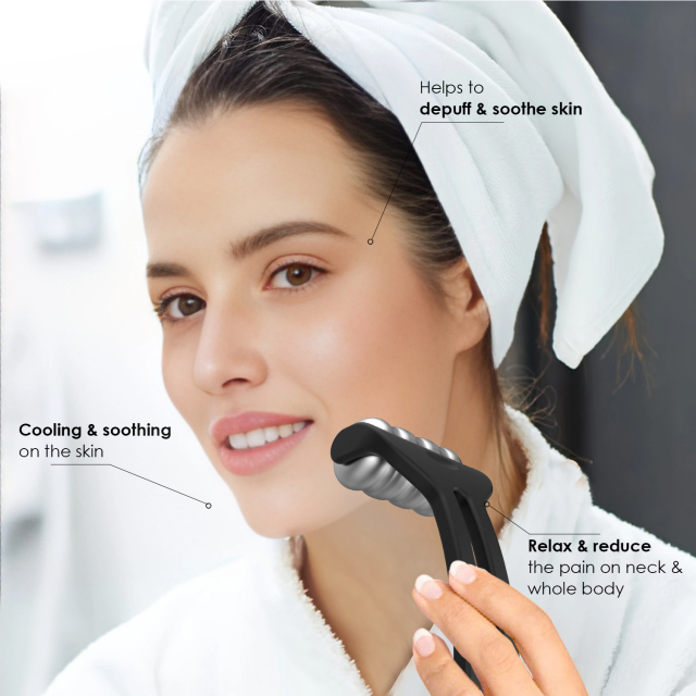 High Quality Aluminum Alloy Ice Roller Metal Facial Skin Cooling Roller China Manufacturer