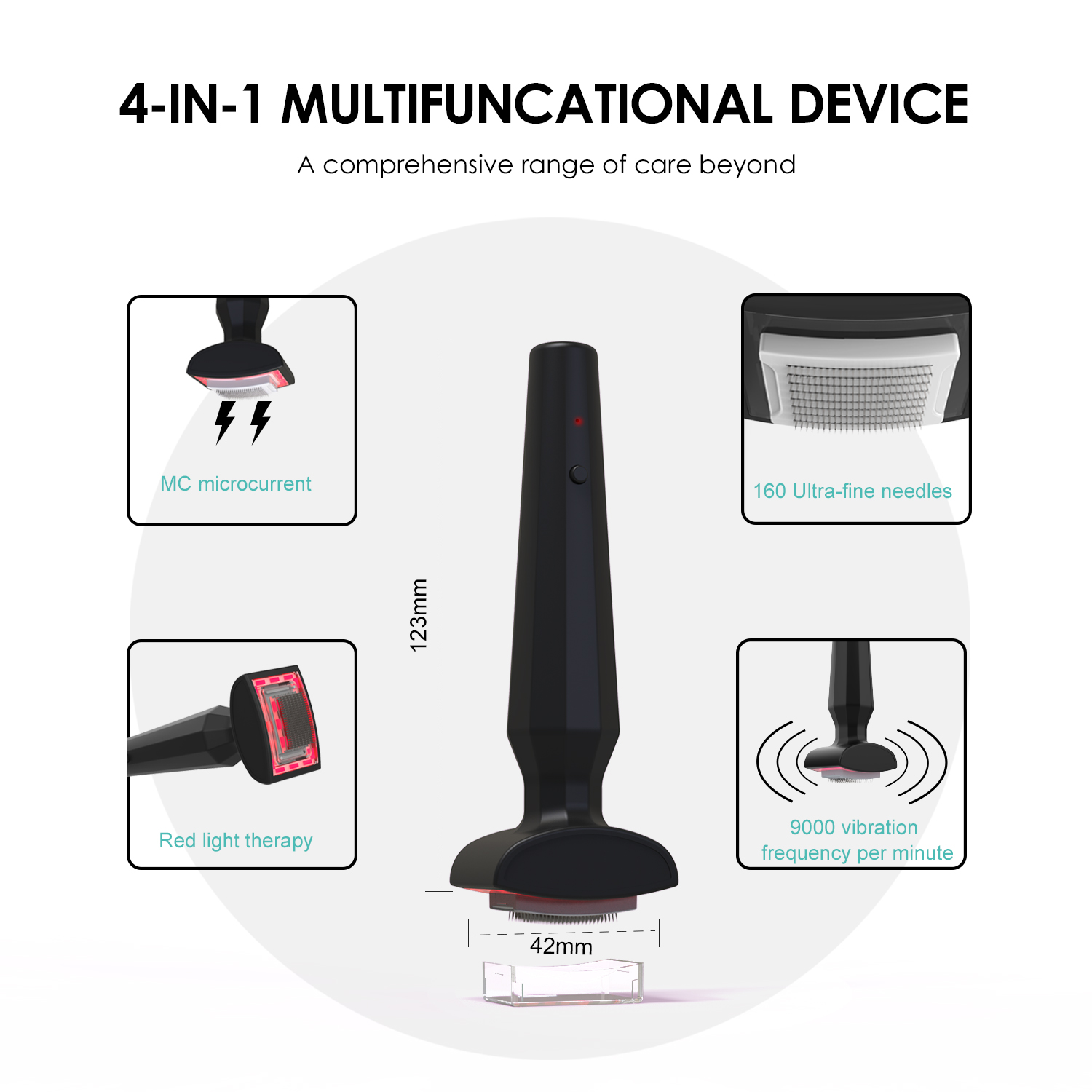 LUMI STAMP - 650nm Red Light Therapy Microcurrent MTS Toning LED Derma Stamp for Skin & Hair & Beard
