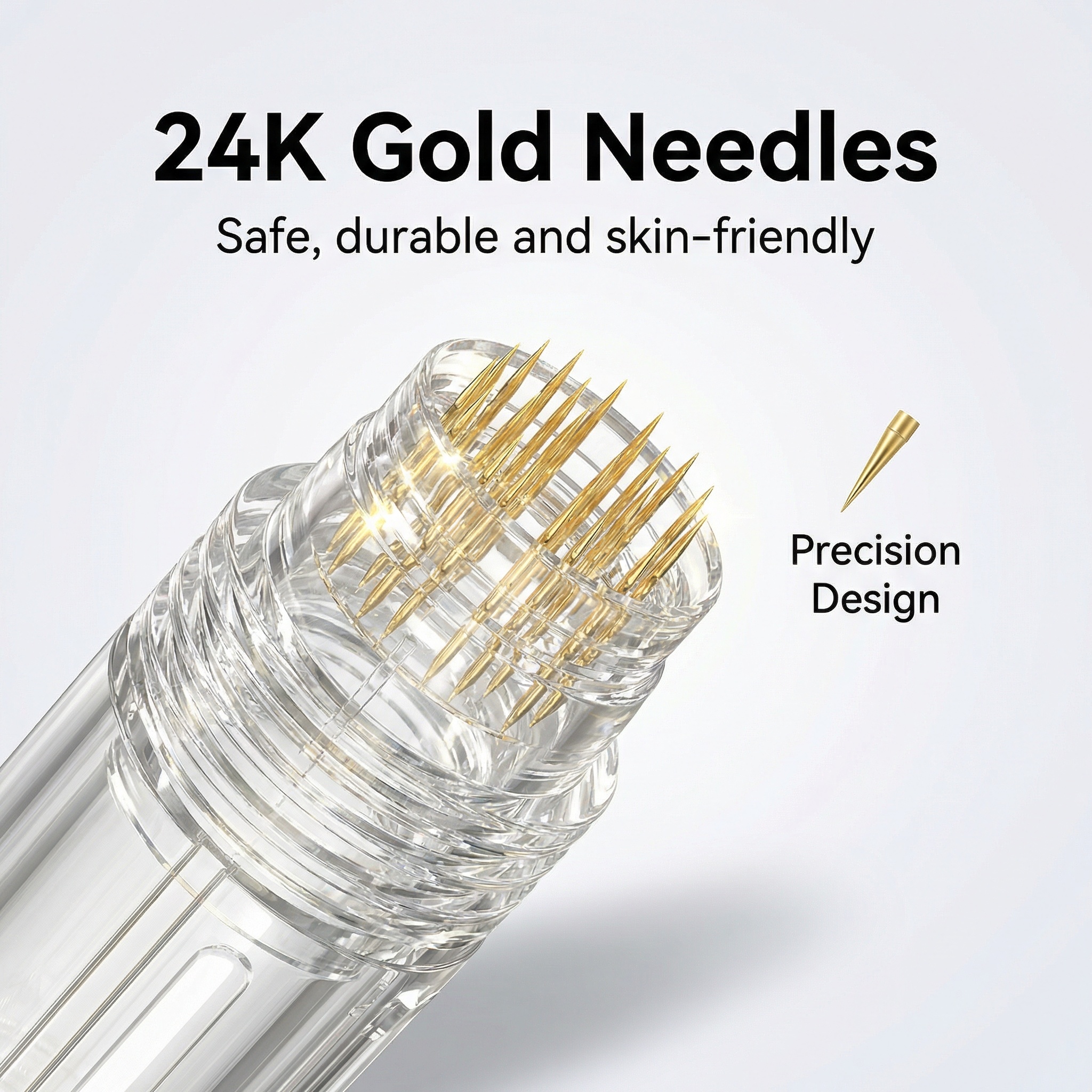 Manual Micro-needling Stamp Applicator - 1-Press Serum Dropper, 20K Titanium Needles, for Face & Scalp Care (ISO13485 & CE Certified)