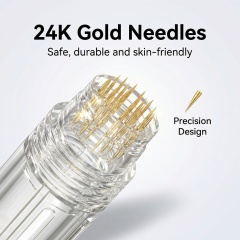 Manual Micro-needling Stamp Applicator - 1-Press Serum Dropper, 20K Titanium Needles, for Face & Scalp Care (ISO13485 & CE Certified)