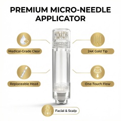 Manual Micro-needling Stamp Applicator - 1-Press Serum Dropper, 20K Titanium Needles, for Face & Scalp Care (ISO13485 & CE Certified)