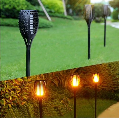 Led solar flickering flame torch lights outdoor solar dancing flame light garden lamp