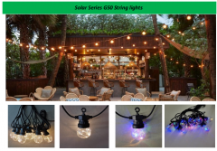 IP44 Copper wire globe solar string light G50 patio lights