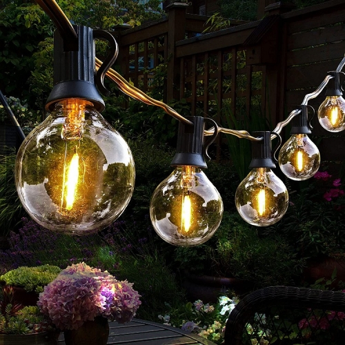 IP65 25ft 25bulbs outdoor G40 solar string lights waterproof globe garden lights