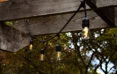 48ft Shatterproof Outdoor String Light S14 with 15 Dimmable LED Vintage Edison Bulbs Commercial Grade Patio Lights